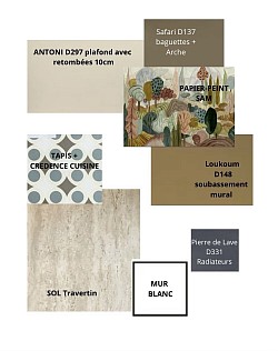 Moodboard ambiance générale - Travertin - papier-peint - code-couleurs peinture