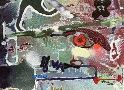 Oeuvre originale petit format - « No say» - Encre de Chine, aquarelle, peinture acrylique, bombes aérosol. On distingue un nom qui semble pressé de laisser derrière lui des voies sans issues. Savoir dévier sa route est parfois la meilleure des issues.